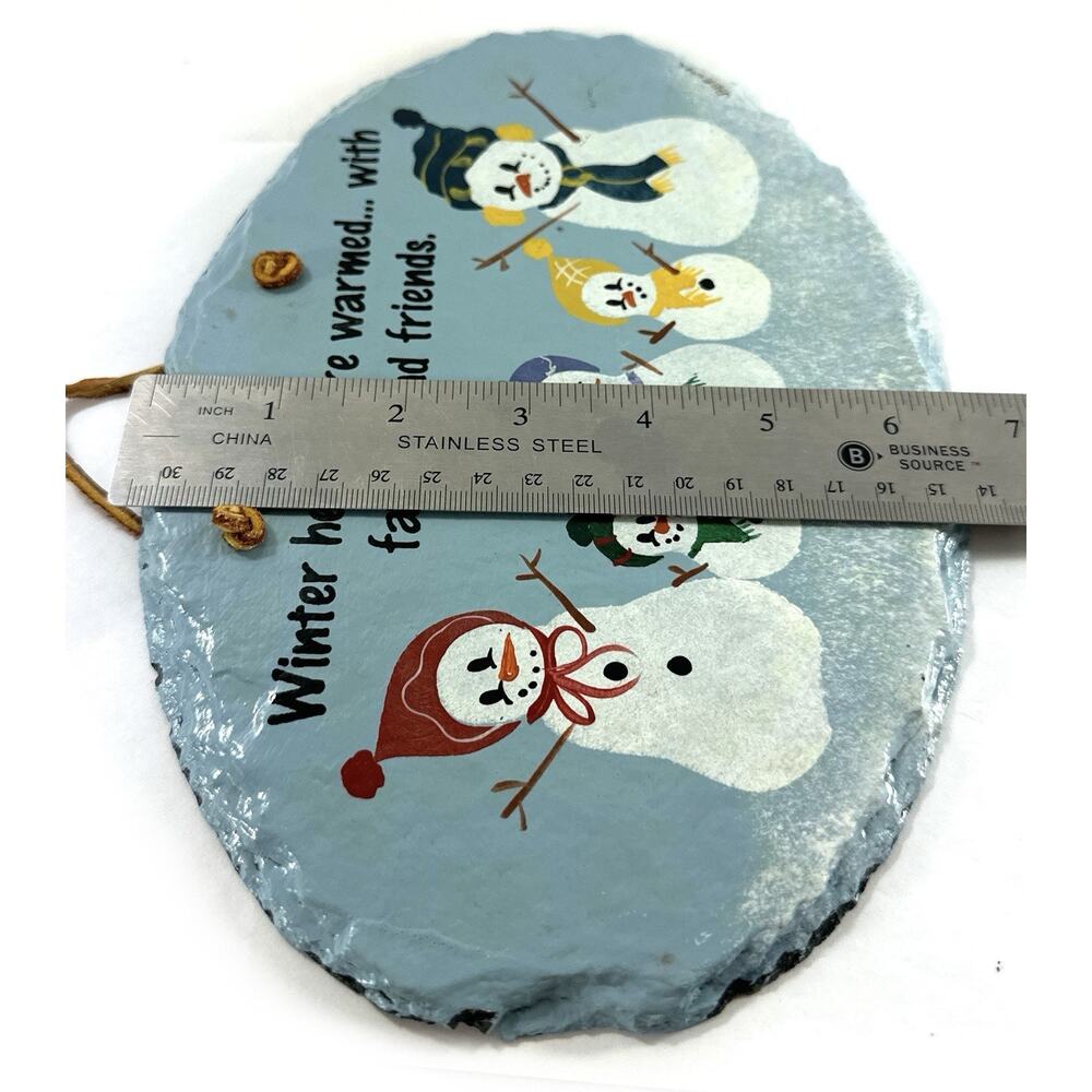 Plain Jane Snowman Family Slate Wall Plaque Winter Hearts Warmed Sign 9.5” USA - Picture 7 of 7